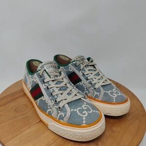 Gucci Blue and Orange Canvas Sneakers